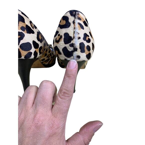 Cole Haan Nike Air Leopard Print Calf Hair Peep-Toe Heels Size 8B - Picture 10 of 11